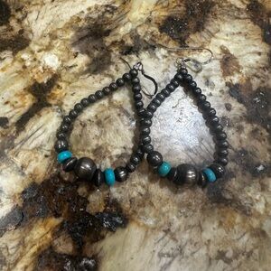 Elegant Silver and Turquoise Beaded Earrings